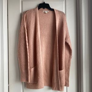 Pink open front cardigan